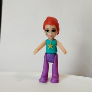 Polly Pocket Micro Doll 1" Star Face Red Hair Green Eyes Ginger